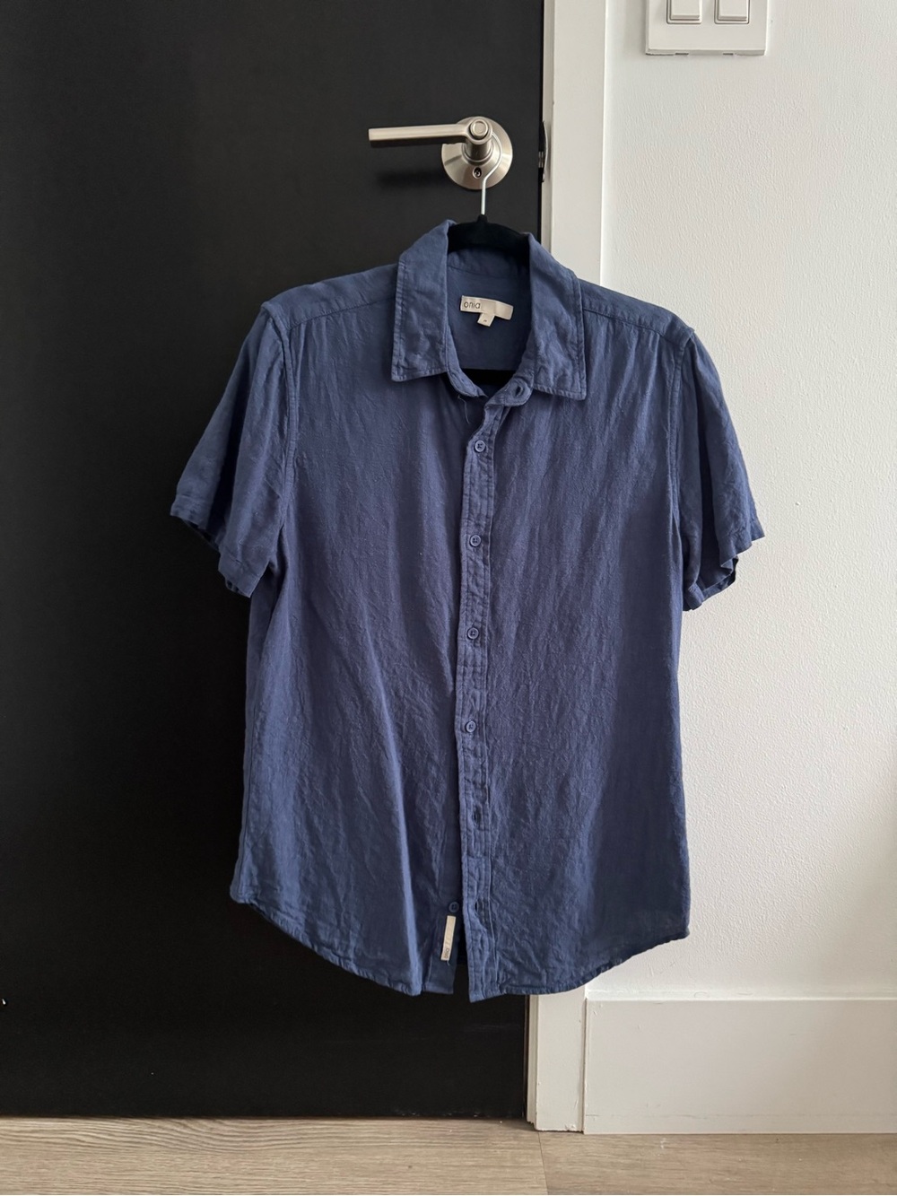 Onia linen Men's Short Sleeve Button-Up Shirt - Blue